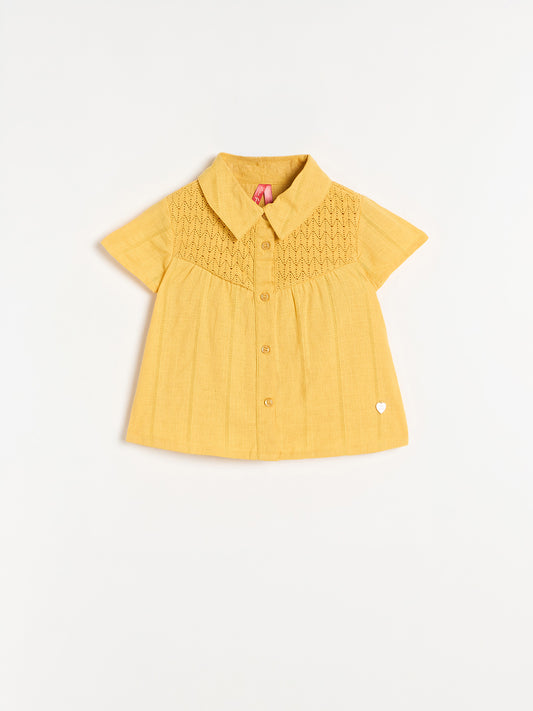 Blue Giraffe Girls Solid Yellow Top