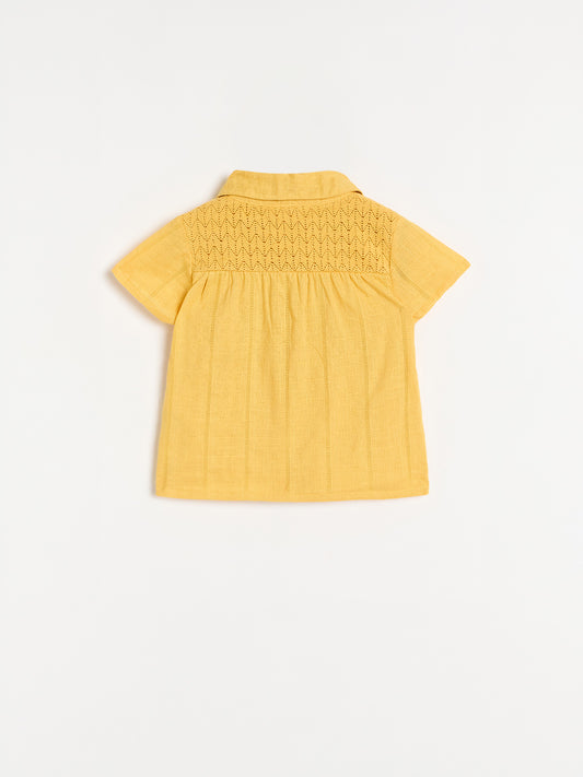 Blue Giraffe Girls Solid Yellow Top