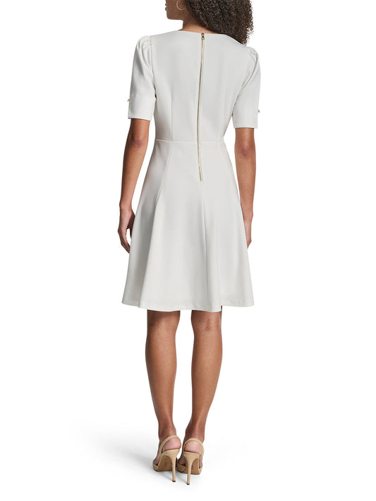 DKNY Women Cream V-Neck Dress