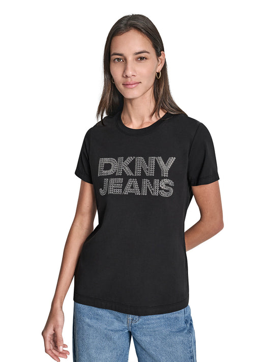 DKNY Women Black Printed Round Neck T-Shirt