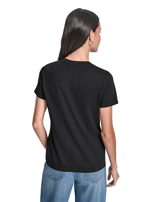 DKNY Women Black Printed Round Neck T-Shirt