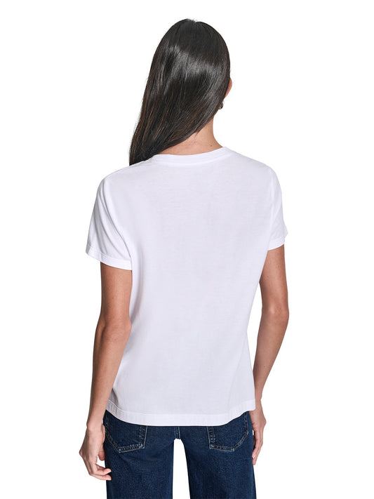 DKNY Women White Printed Round Neck T-Shirt