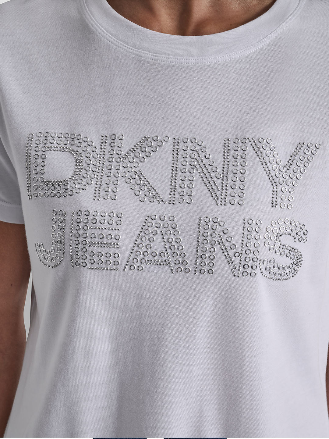 DKNY Women White Printed Round Neck T-Shirt