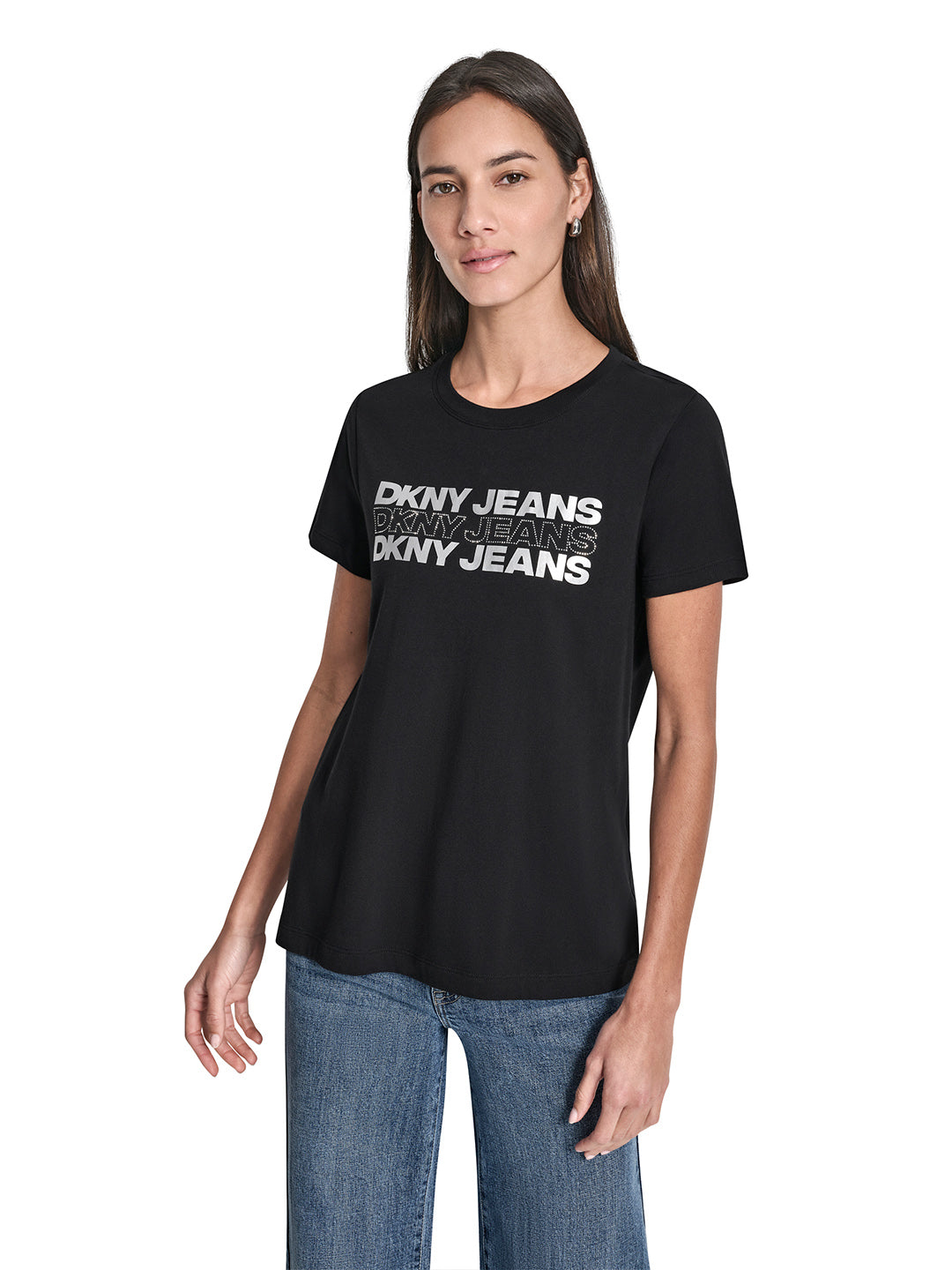 DKNY Women Black Printed Round Neck T-Shirt