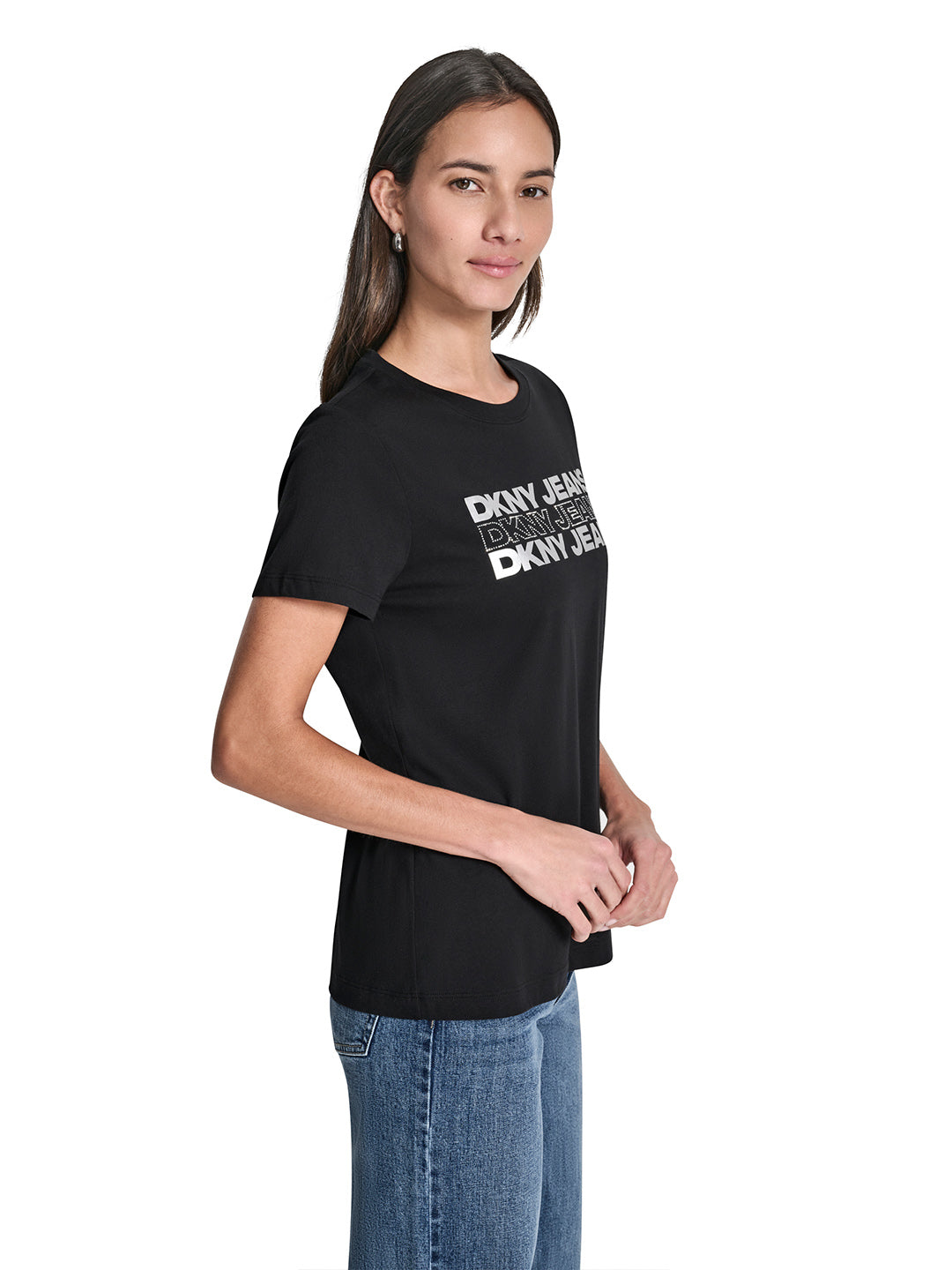 DKNY Women Black Printed Round Neck T-Shirt