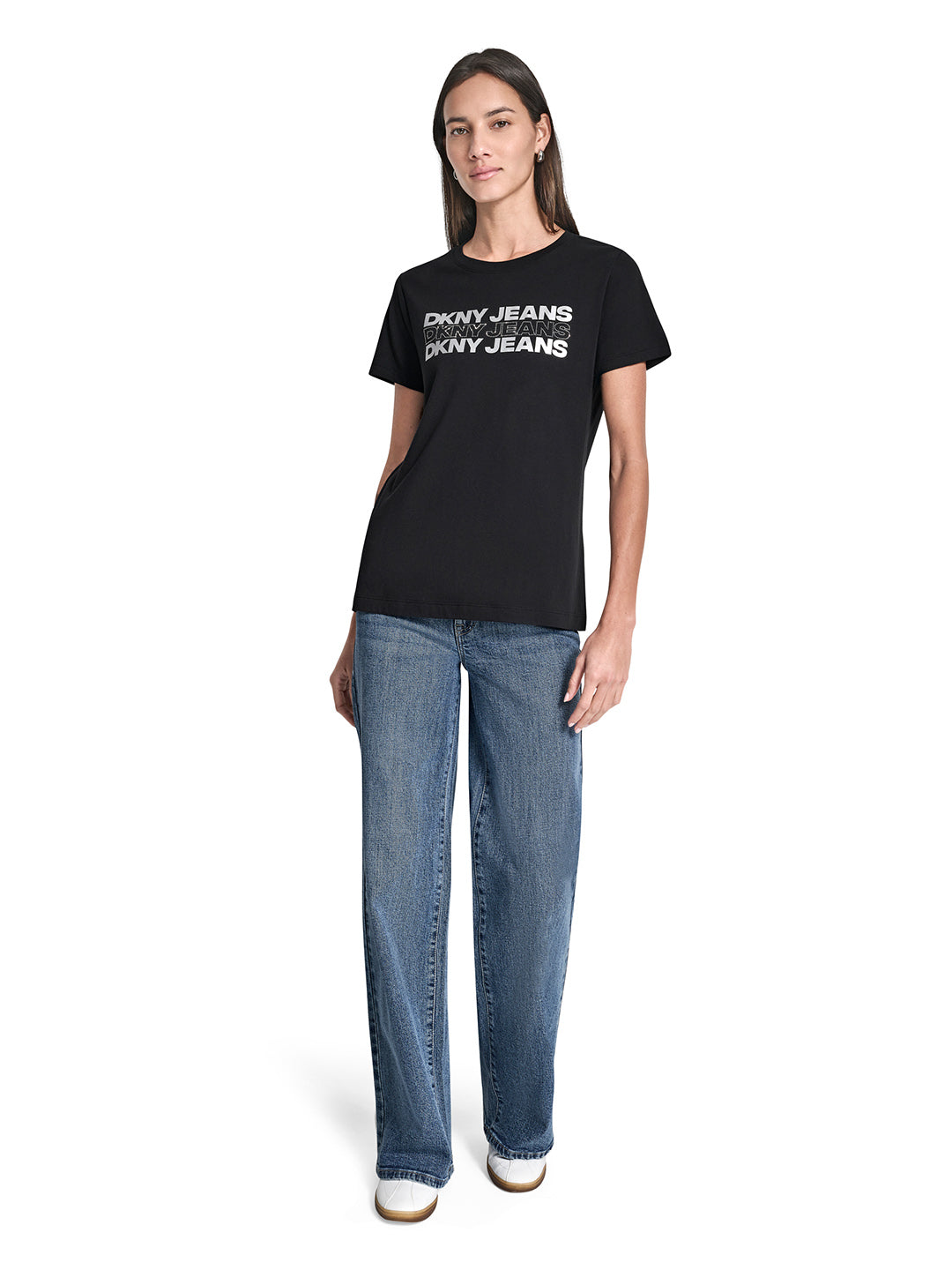DKNY Women Black Printed Round Neck T-Shirt