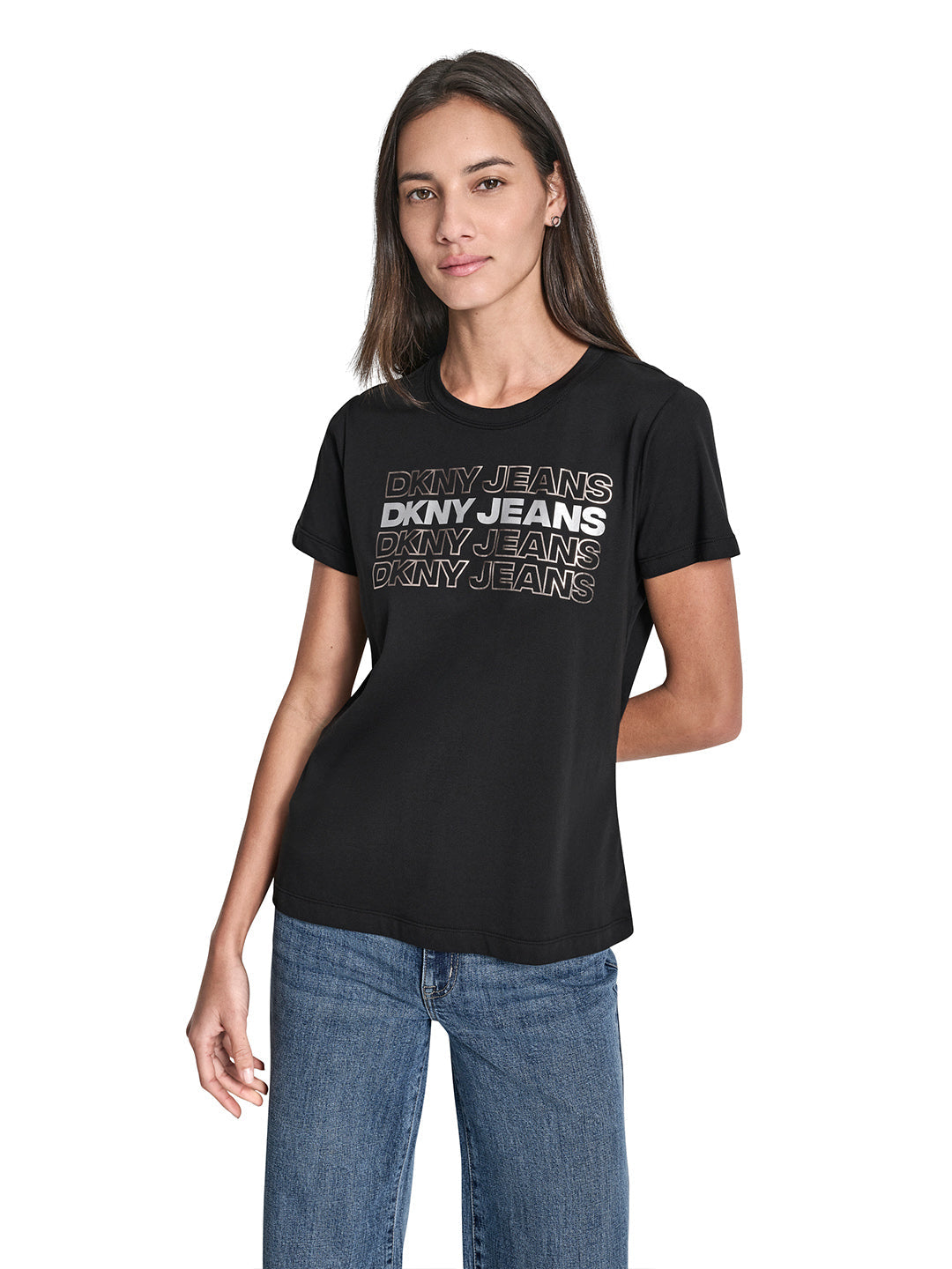 DKNY Women Black Printed Round Neck T-Shirt