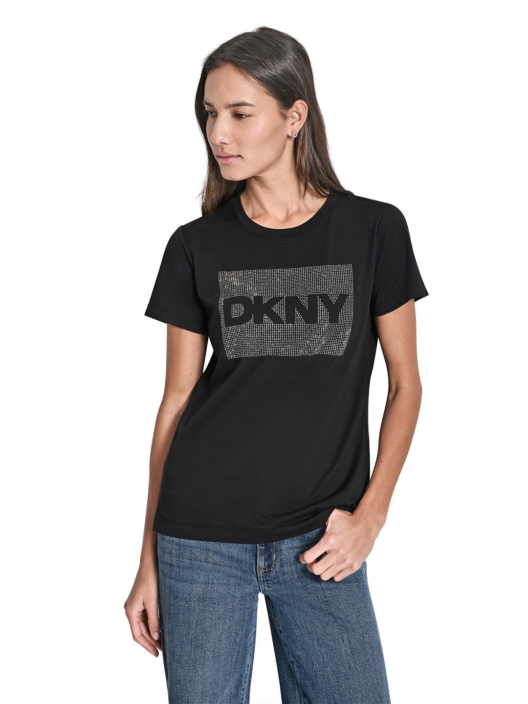 DKNY Women Black Printed Round Neck T-Shirt