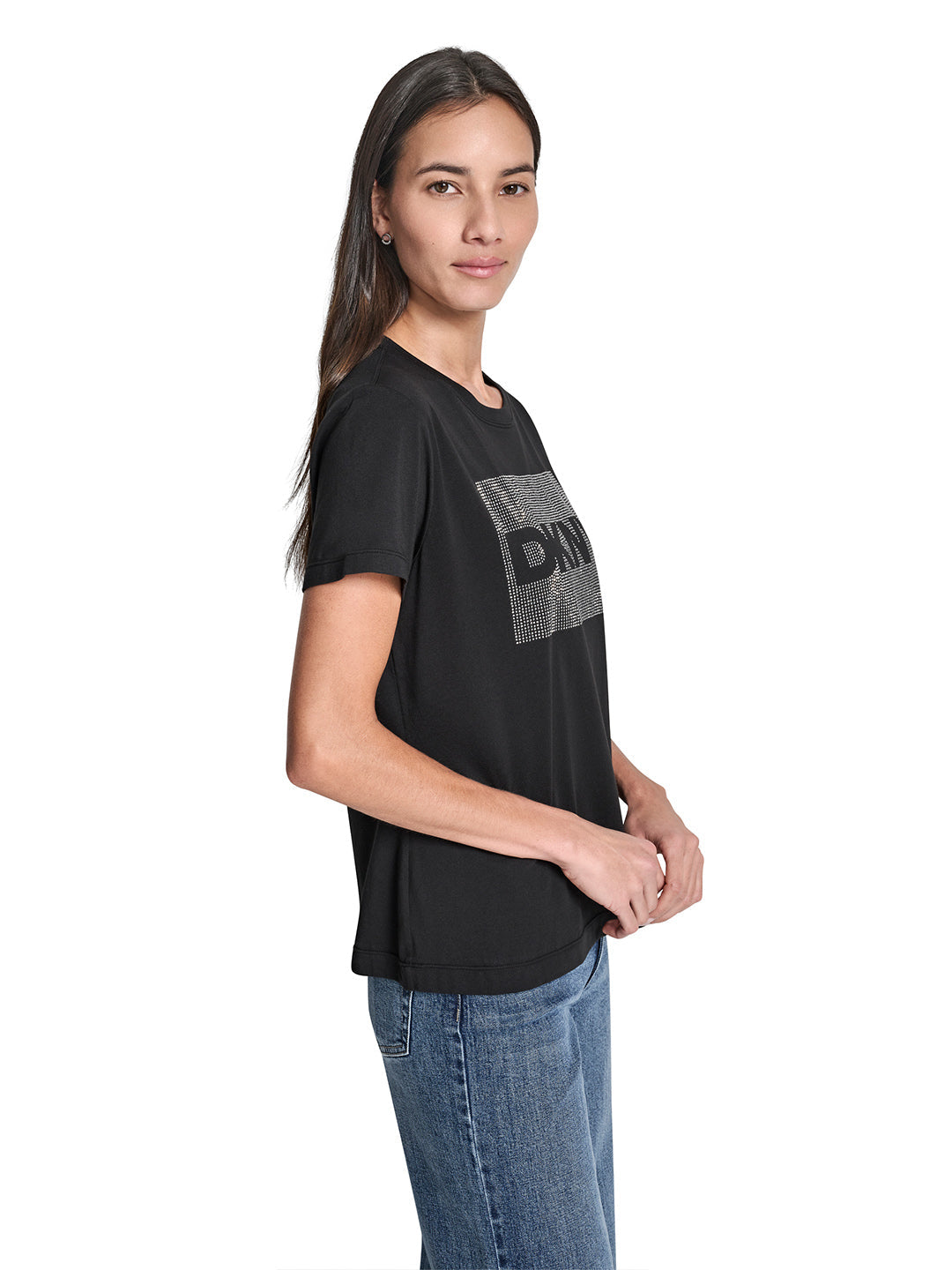 DKNY Women Black Printed Round Neck T-Shirt