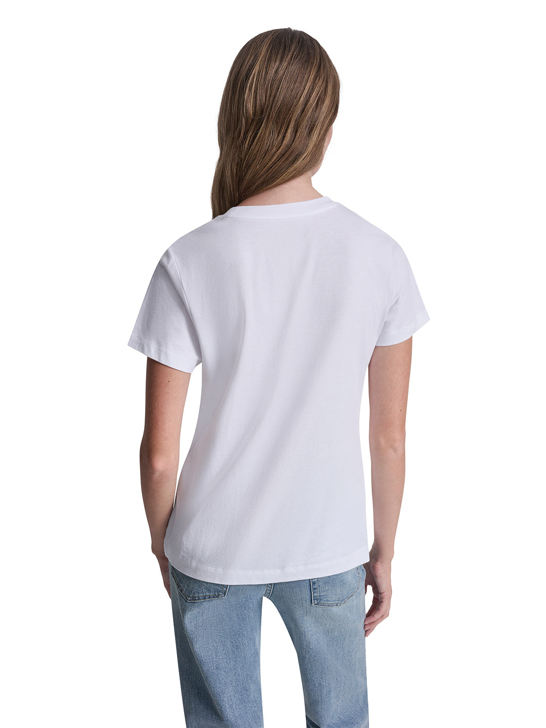 DKNY Women White Printed Round Neck T-Shirt
