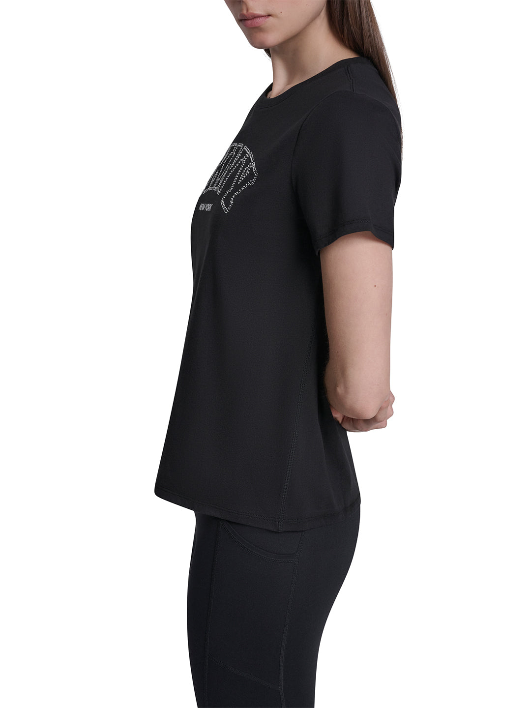 DKNY Women Black Printed Round Neck T-Shirt