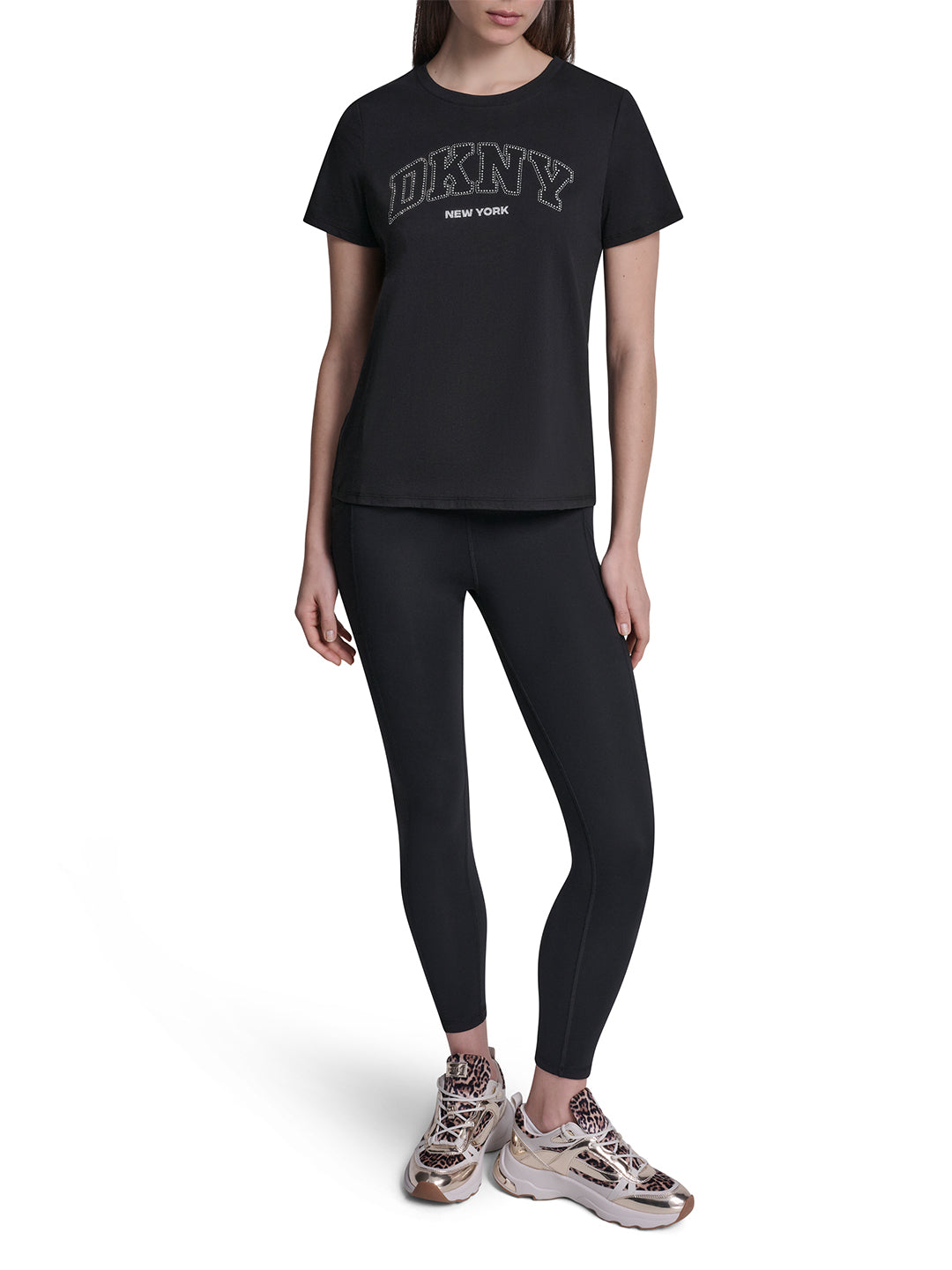 DKNY Women Black Printed Round Neck T-Shirt