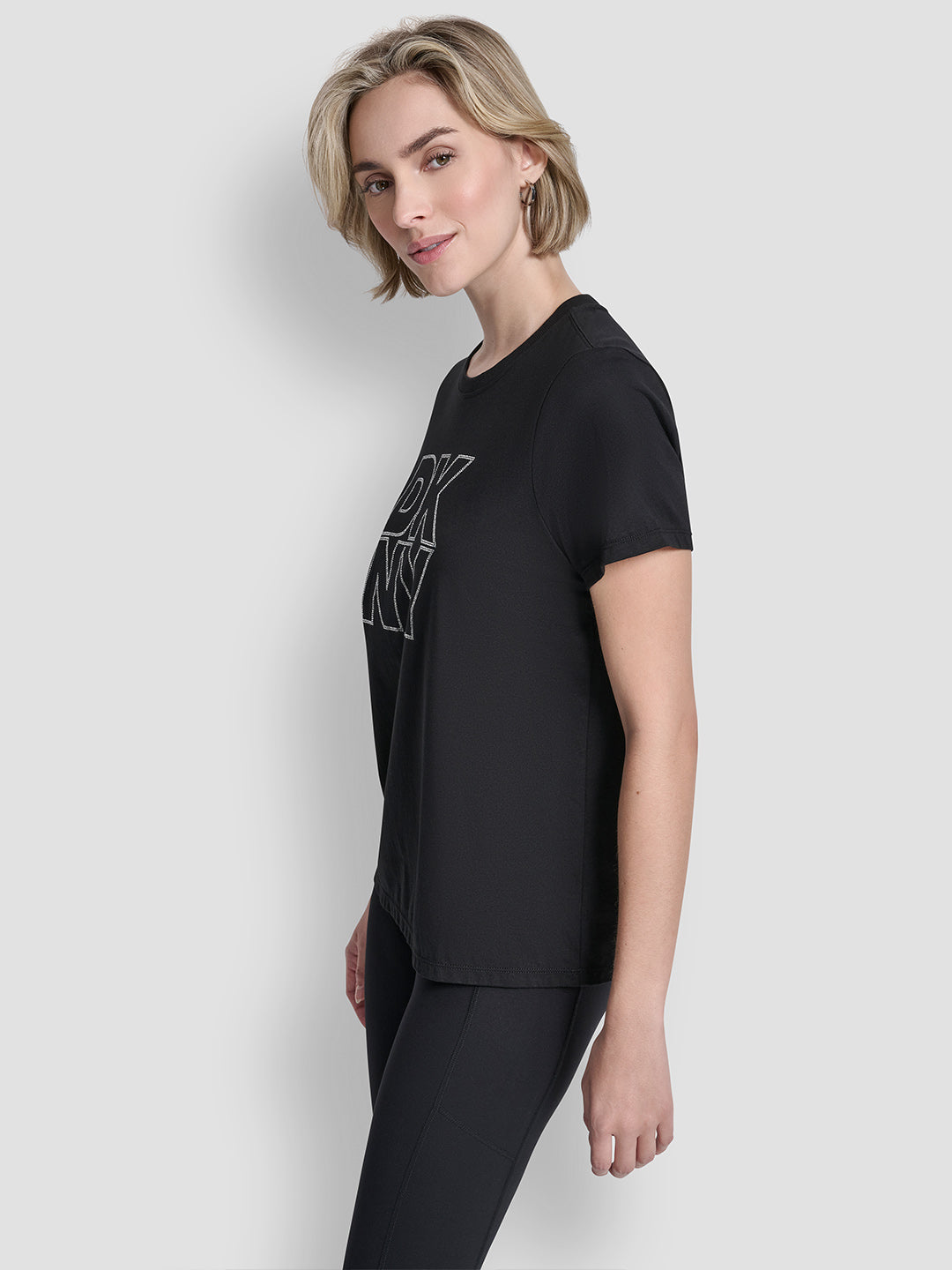 DKNY Women Black Printed Round Neck T-Shirt