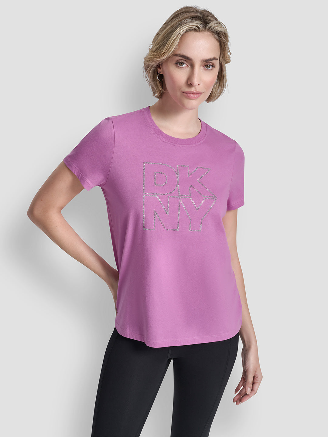 DKNY Women Purple Printed Round Neck T-Shirt
