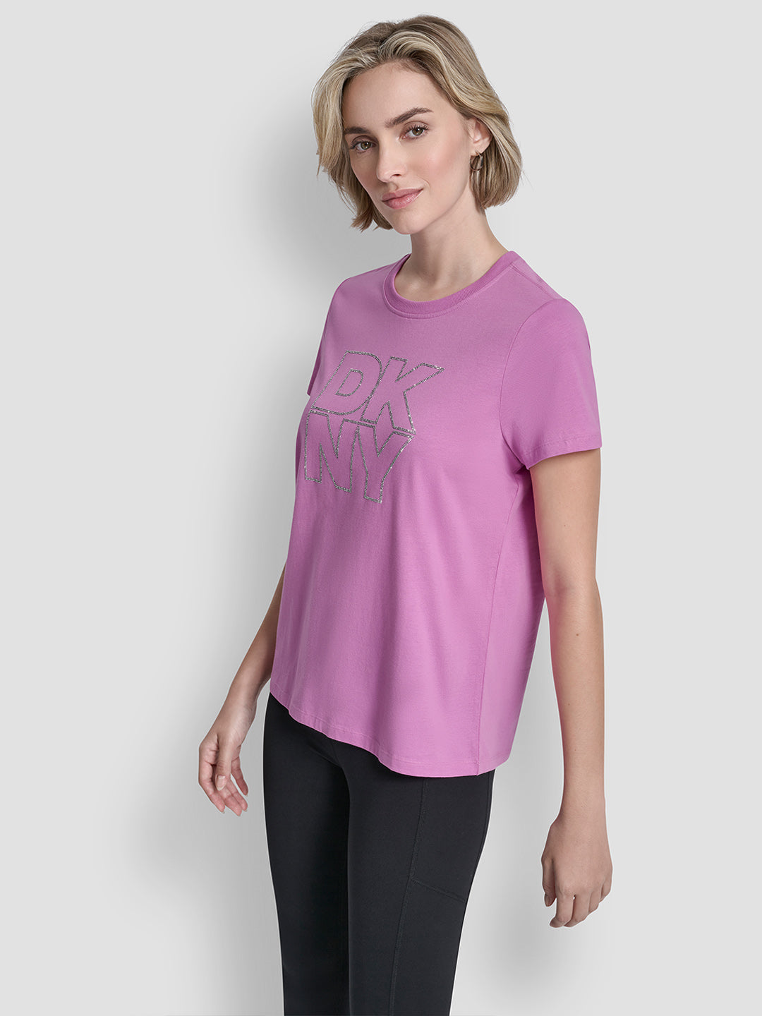 DKNY Women Purple Printed Round Neck T-Shirt