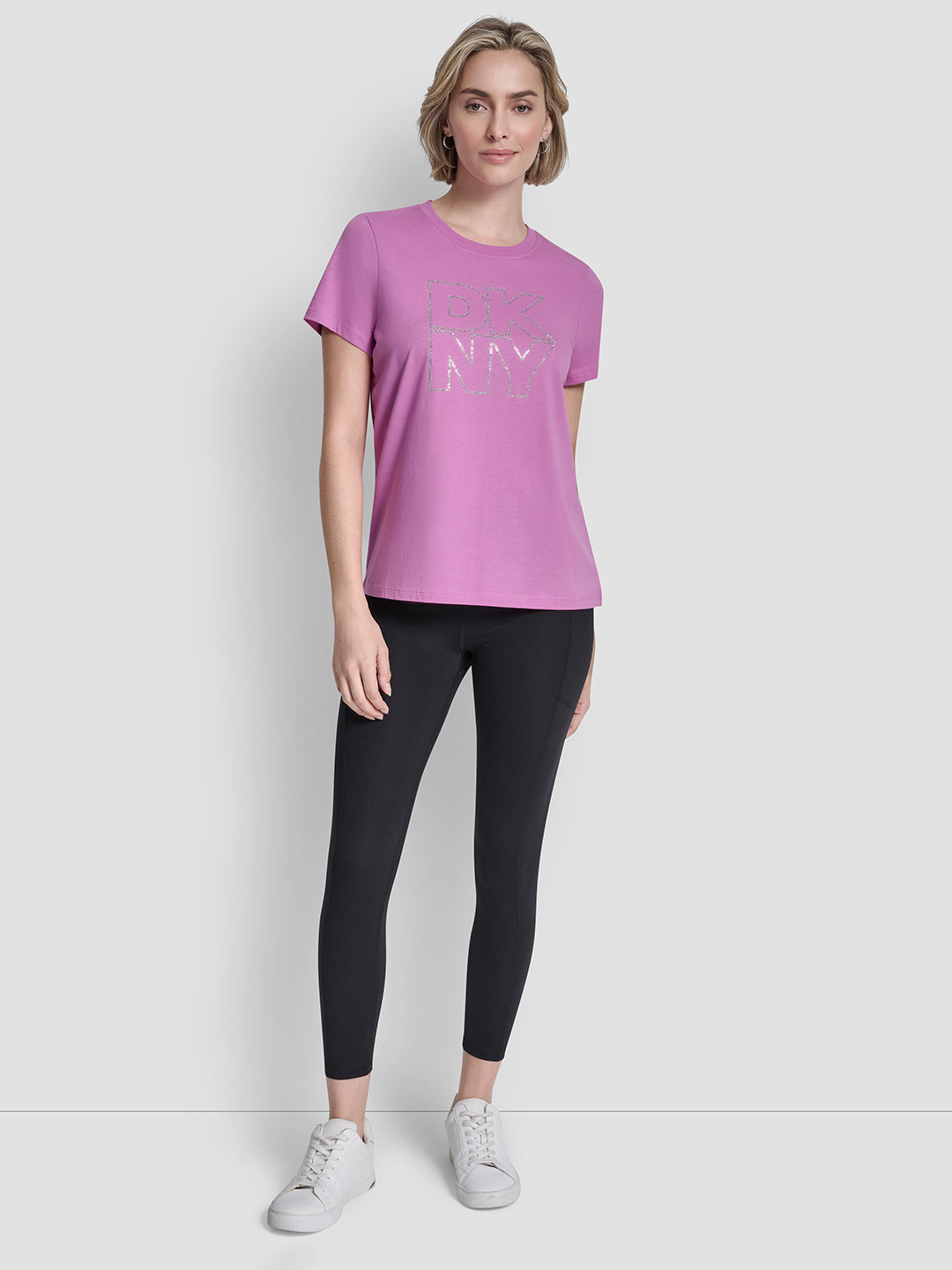 DKNY Women Purple Printed Round Neck T-Shirt