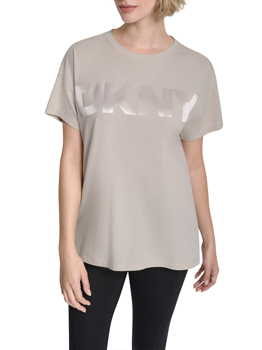 DKNY Women Grey Printed Round Neck T-Shirt