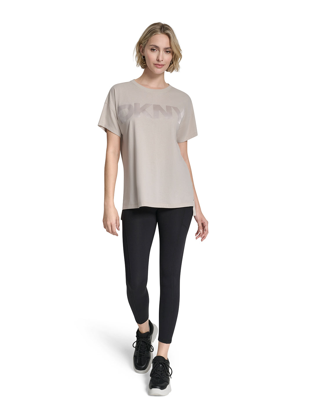 DKNY Women Grey Printed Round Neck T-Shirt
