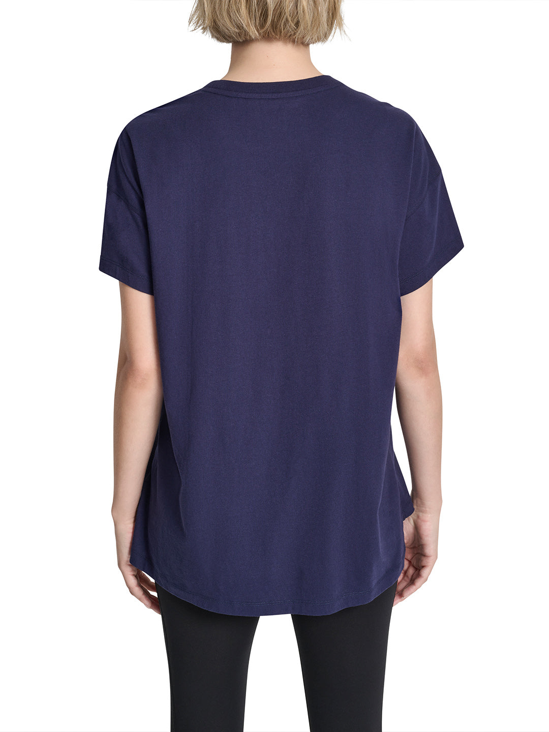 DKNY Women Peacoat Blue Printed Round Neck T-Shirt