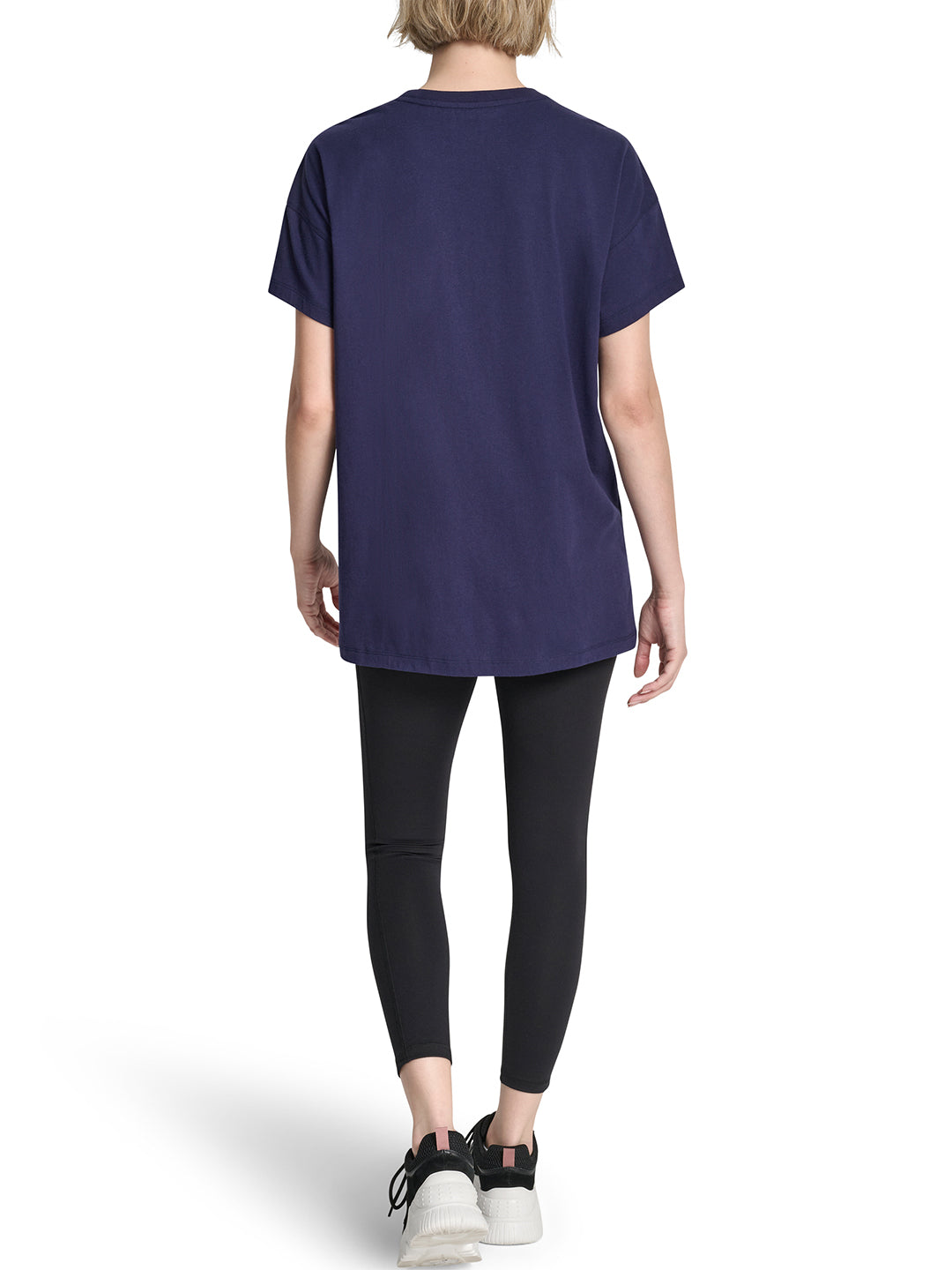 DKNY Women Peacoat Blue Printed Round Neck T-Shirt