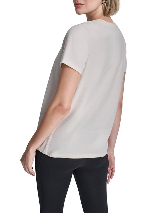 DKNY Women Cream Printed Round Neck T-Shirt