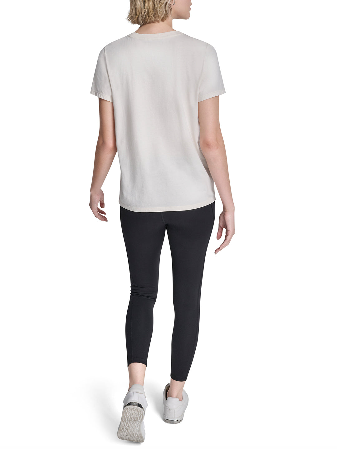 DKNY Women Cream Printed Round Neck T-Shirt
