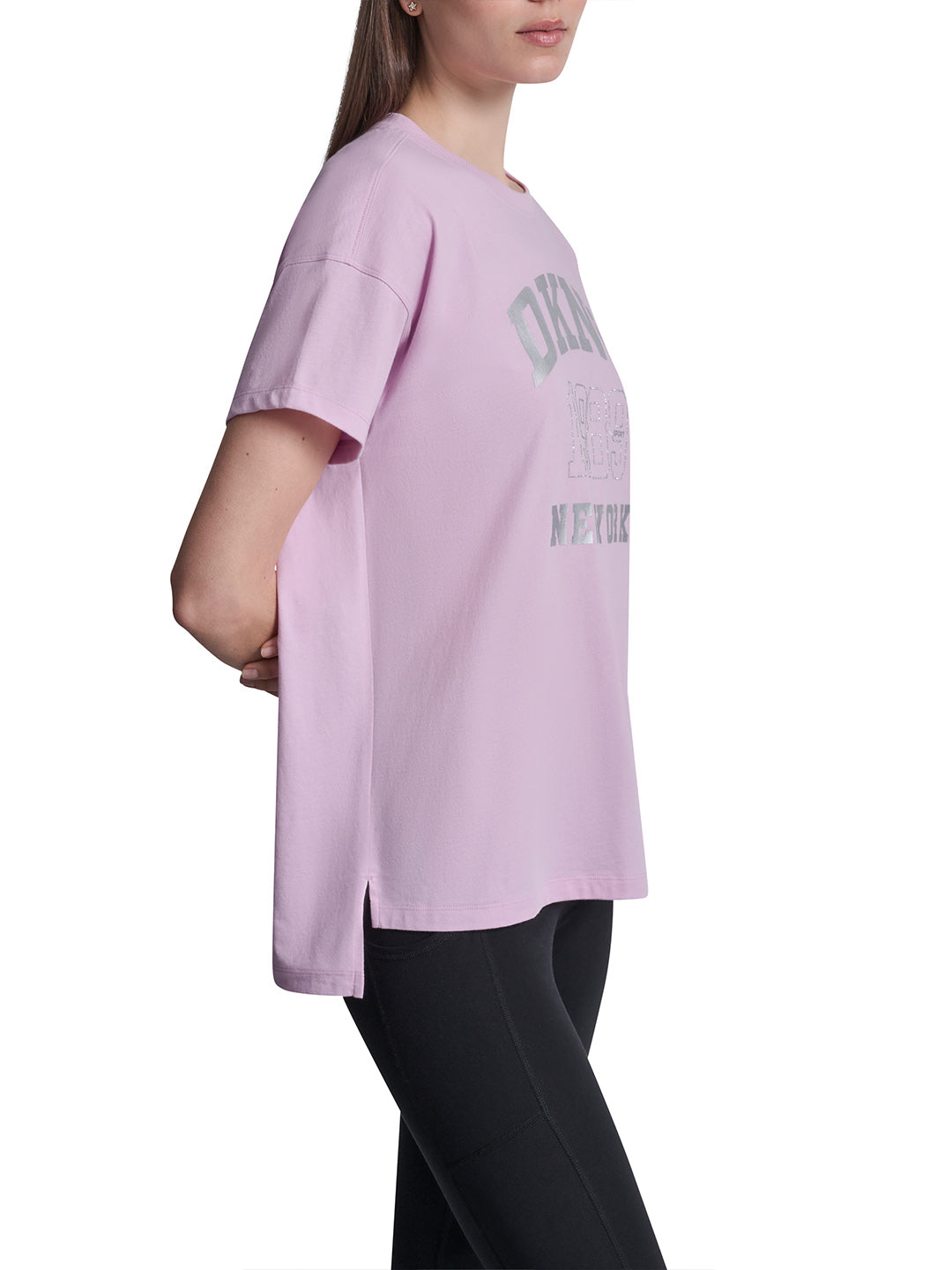 DKNY Women Lavender Purple Printed Round Neck T-Shirt