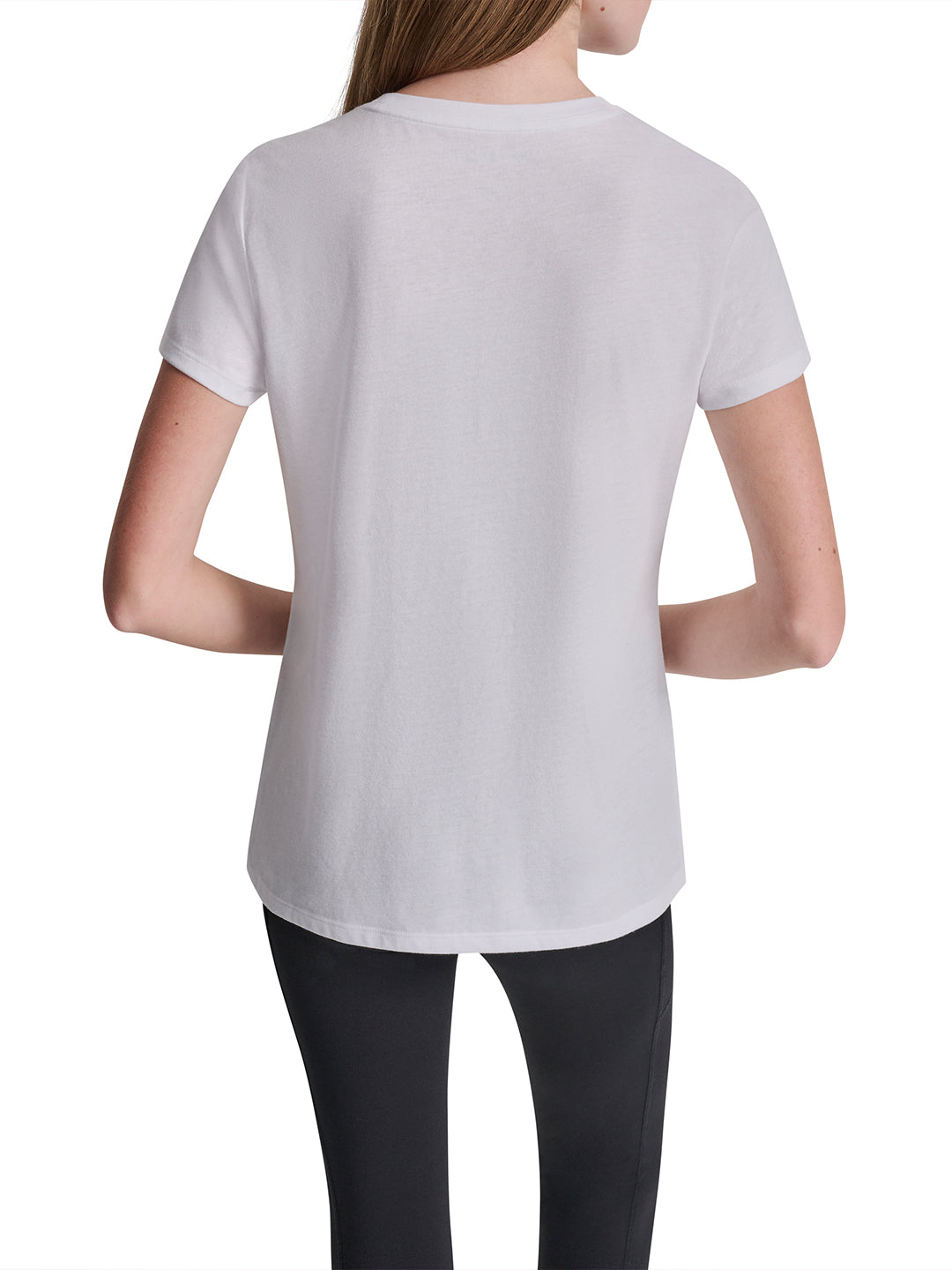 DKNY Women White Logo Print Slim Fit T-Shirt