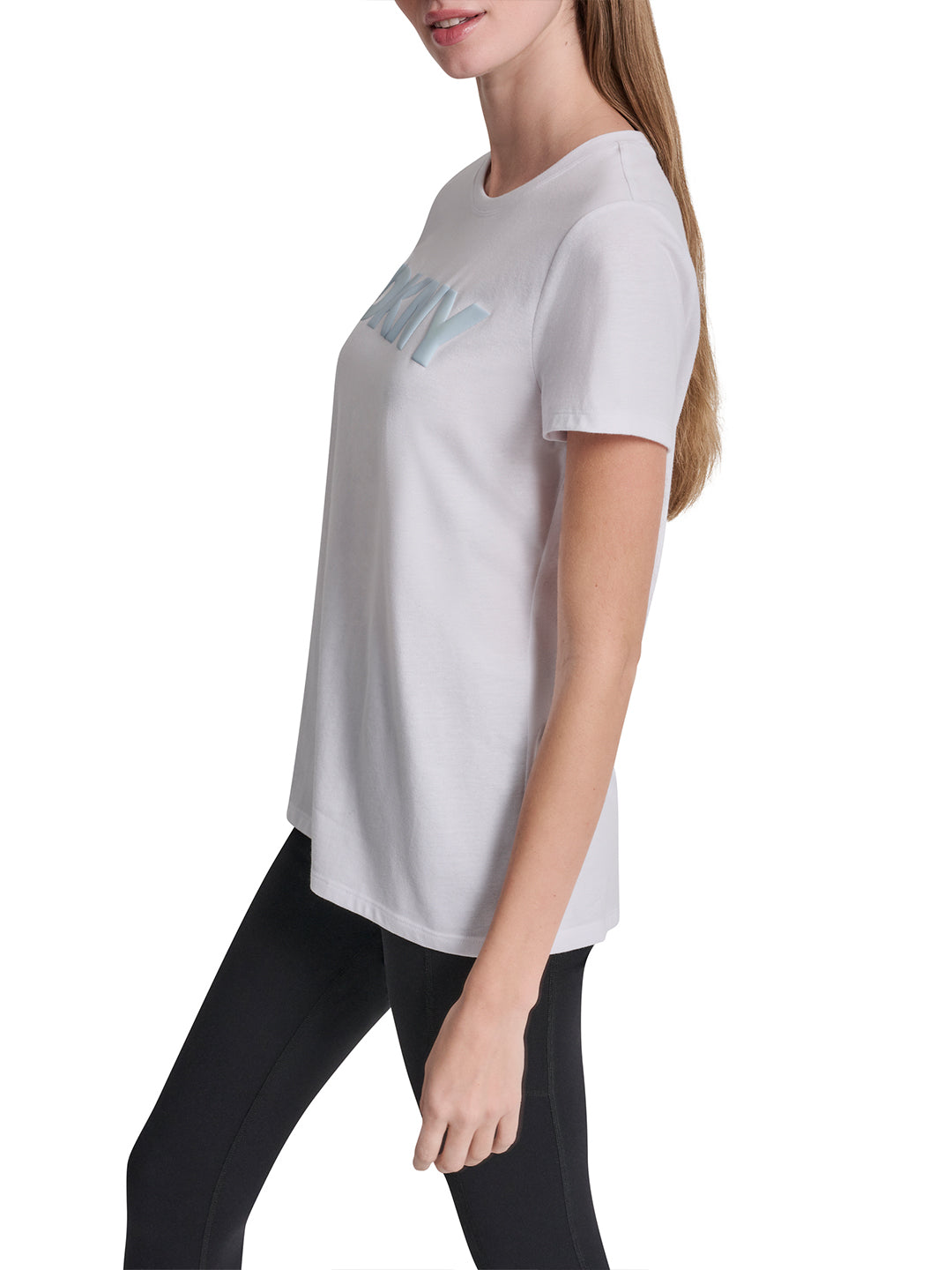 DKNY Women White Logo Print Slim Fit T-Shirt