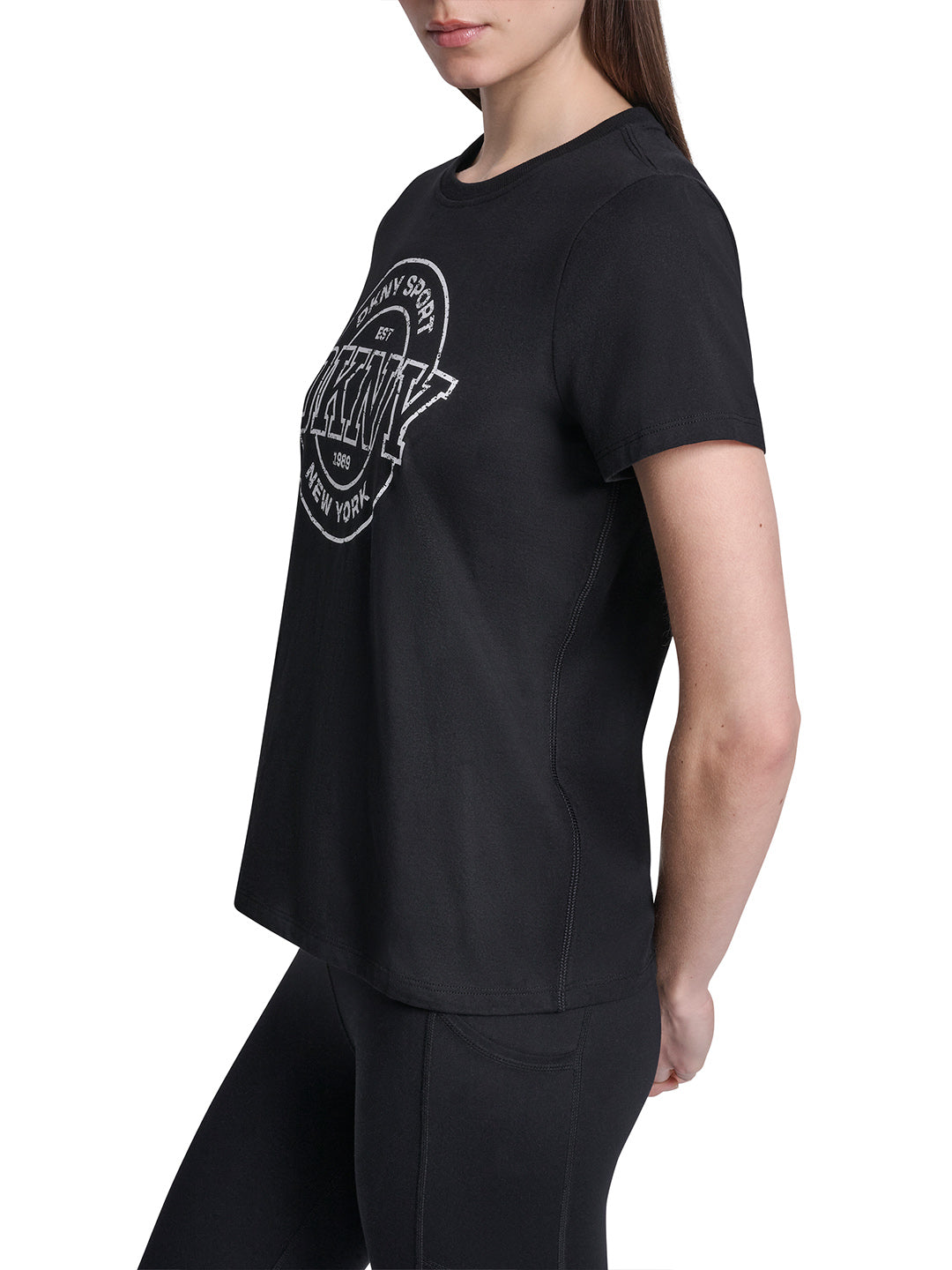 DKNY Women Black Printed Round Neck T-Shirt