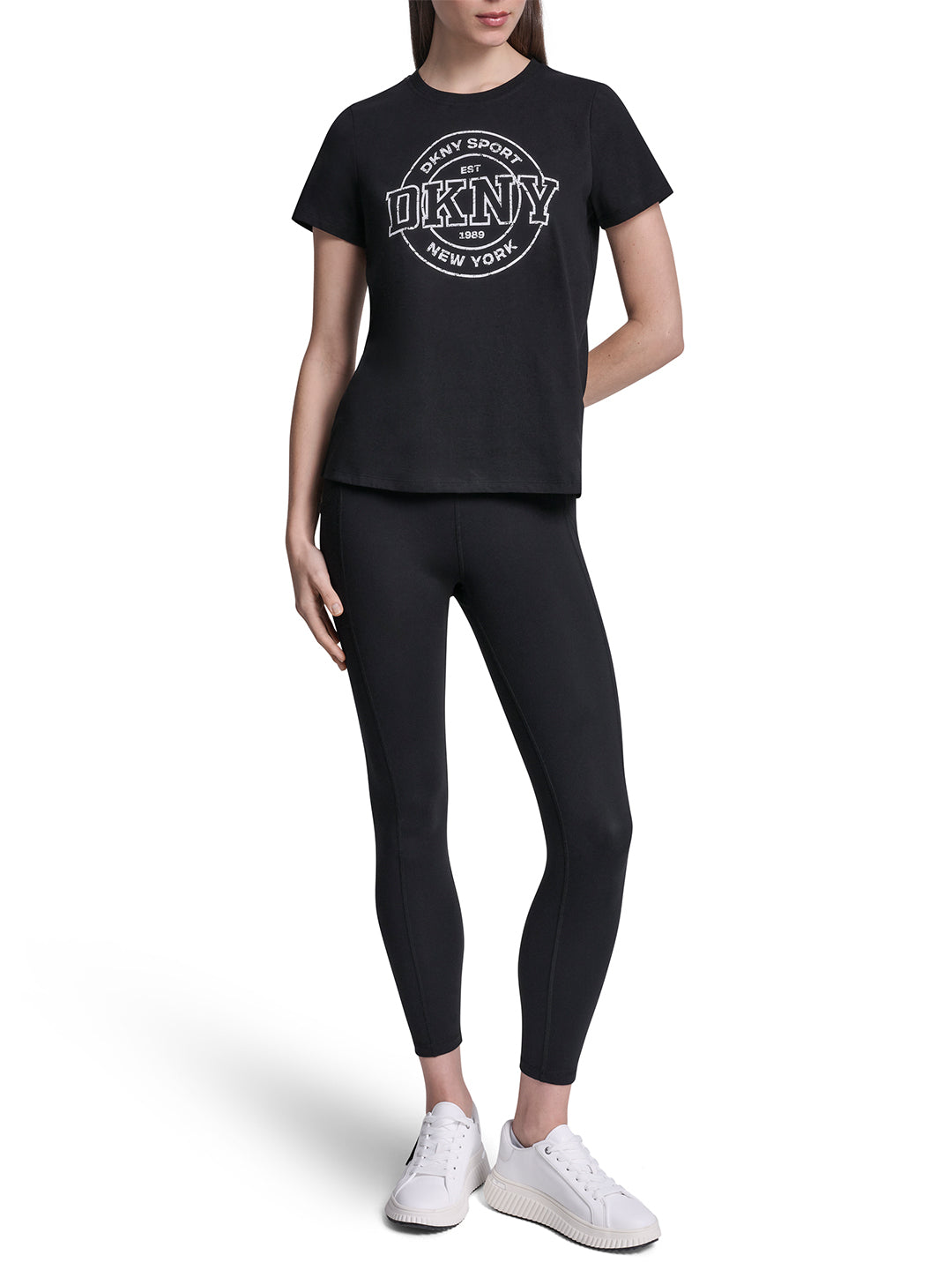 DKNY Women Black Printed Round Neck T-Shirt