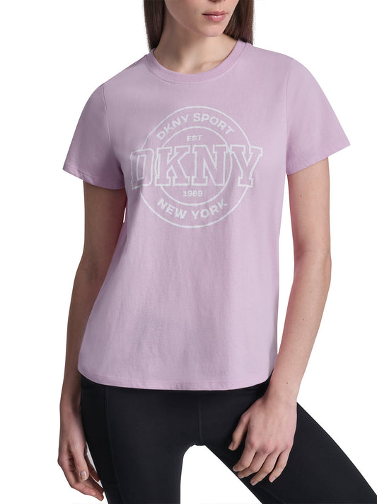 DKNY Women Lavender Purple Printed Round Neck T-Shirt