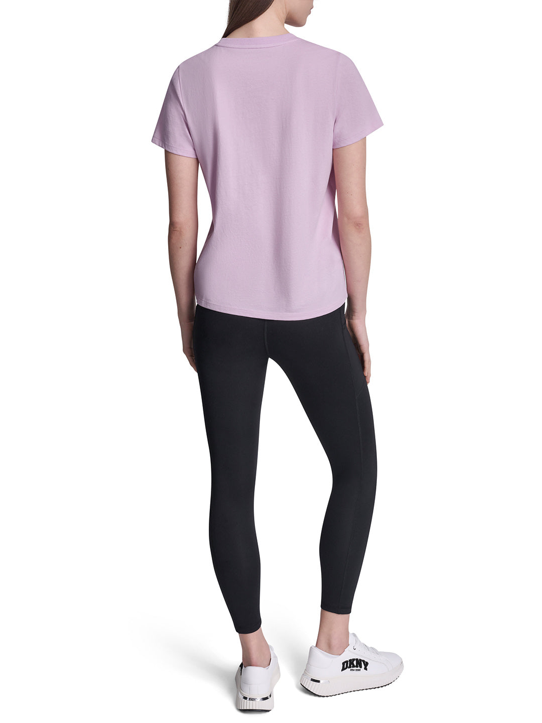 DKNY Women Lavender Purple Printed Round Neck T-Shirt