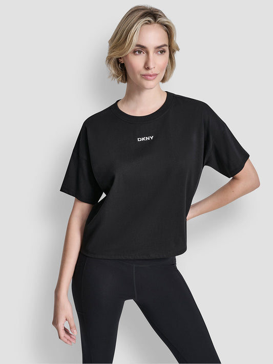 DKNY Women Black Round Neck Top