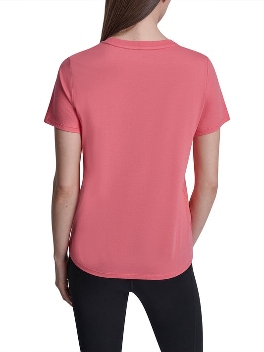 DKNY Women Peach Embellished Round Neck T-Shirt