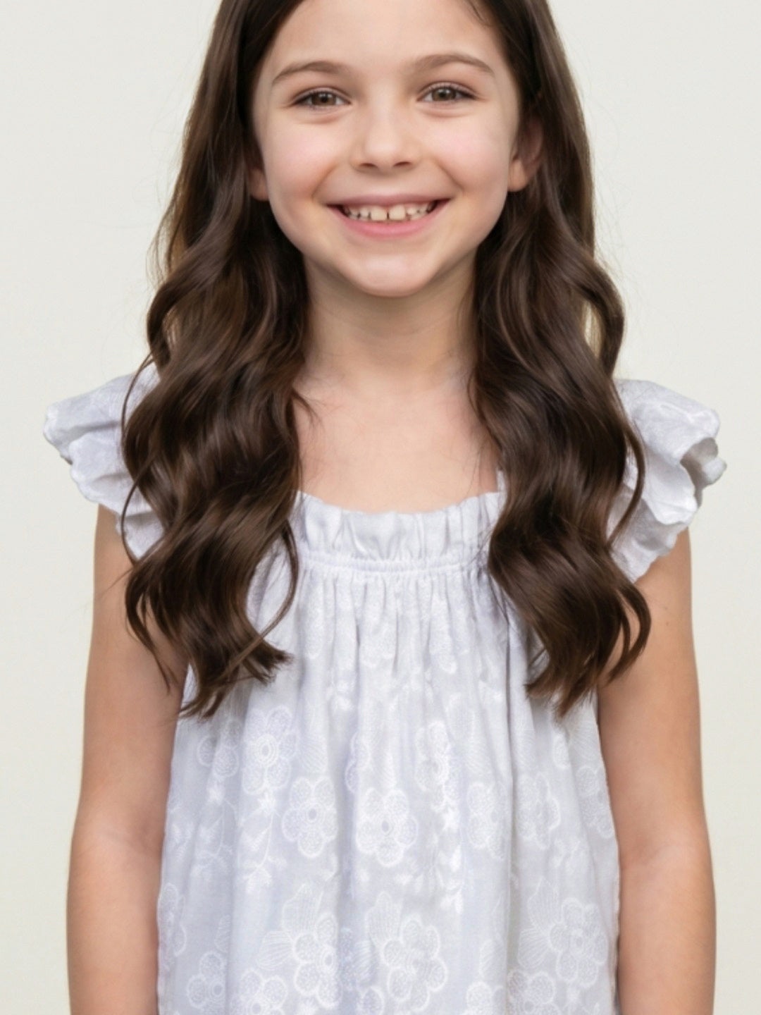 Elle White Cotton Embroidered Girls Dress