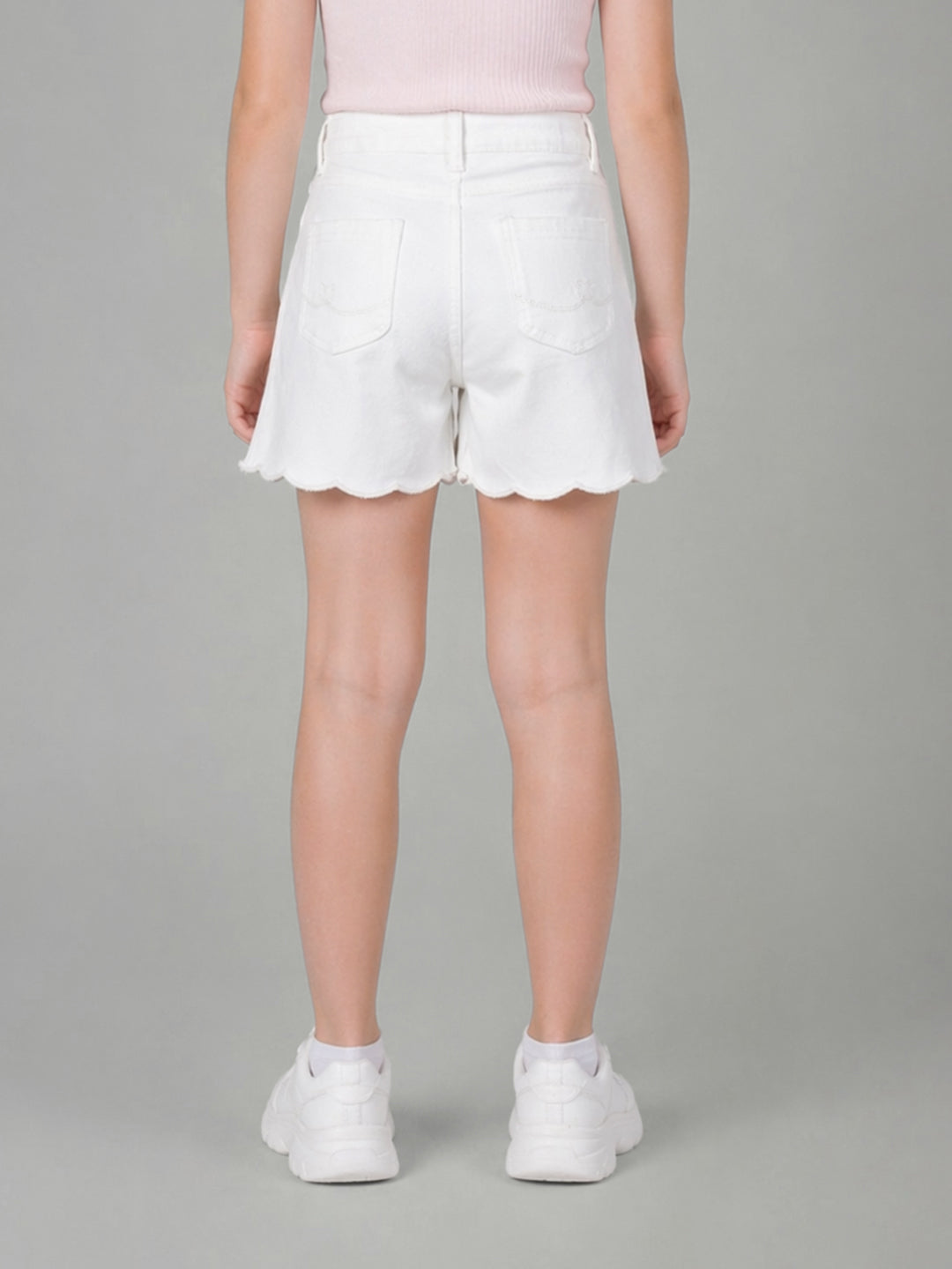 Elle Girls White Solid Regular Fit Shorts
