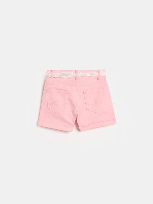 Elle Girls Solid Pink Shorts