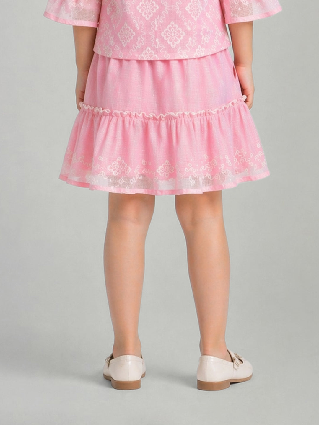Elle Girls Pink Solid Flared Skirt
