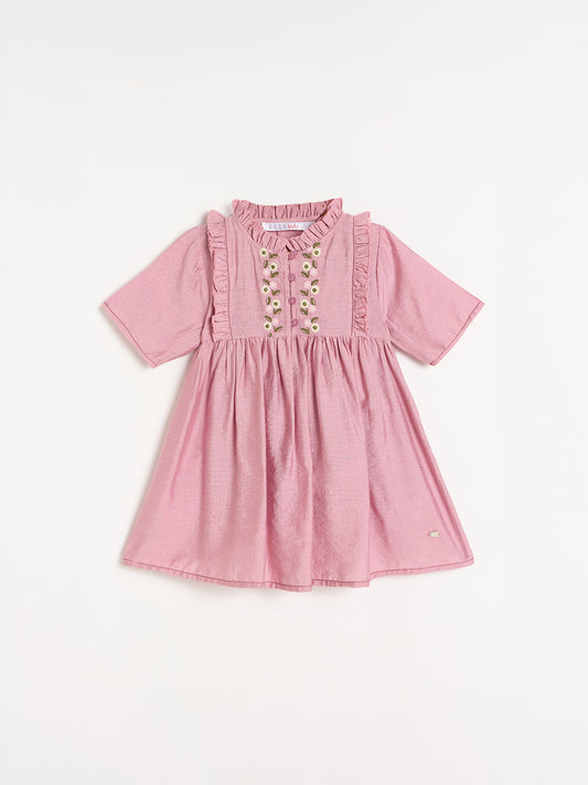 Elle Girls Floral Pink Dress