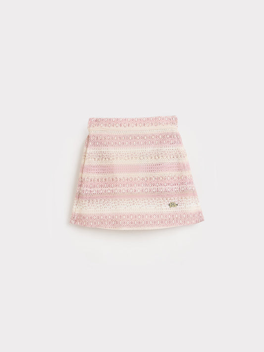 ELLE Girls Pink Woven Design A-Line Fit Skirt