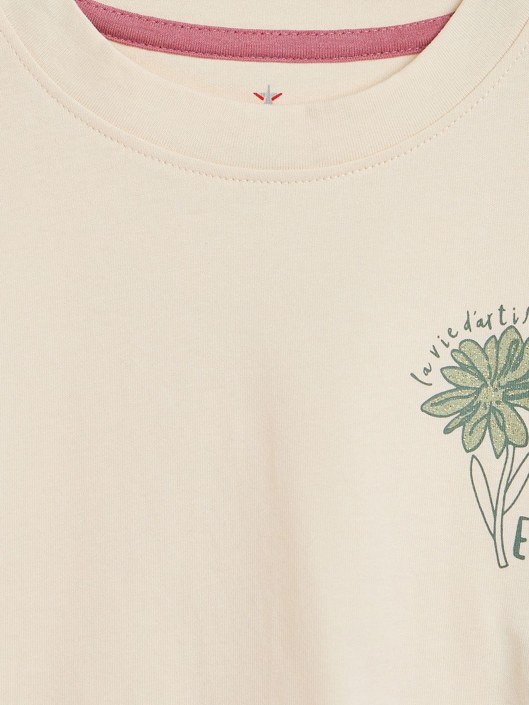 ELLE Girls Cream Round Neck T-Shirt