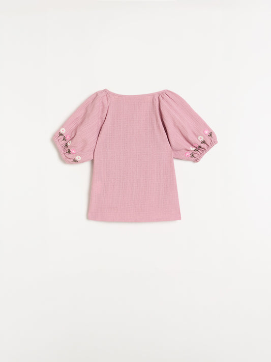 Elle Girls Solid Pink Top