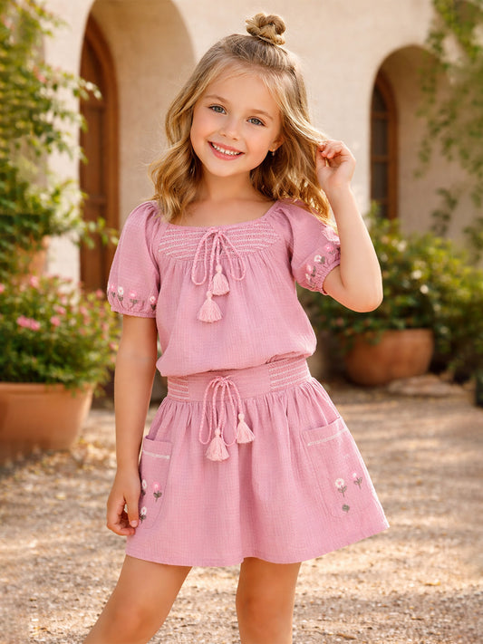 Elle Girls Solid Pink Top