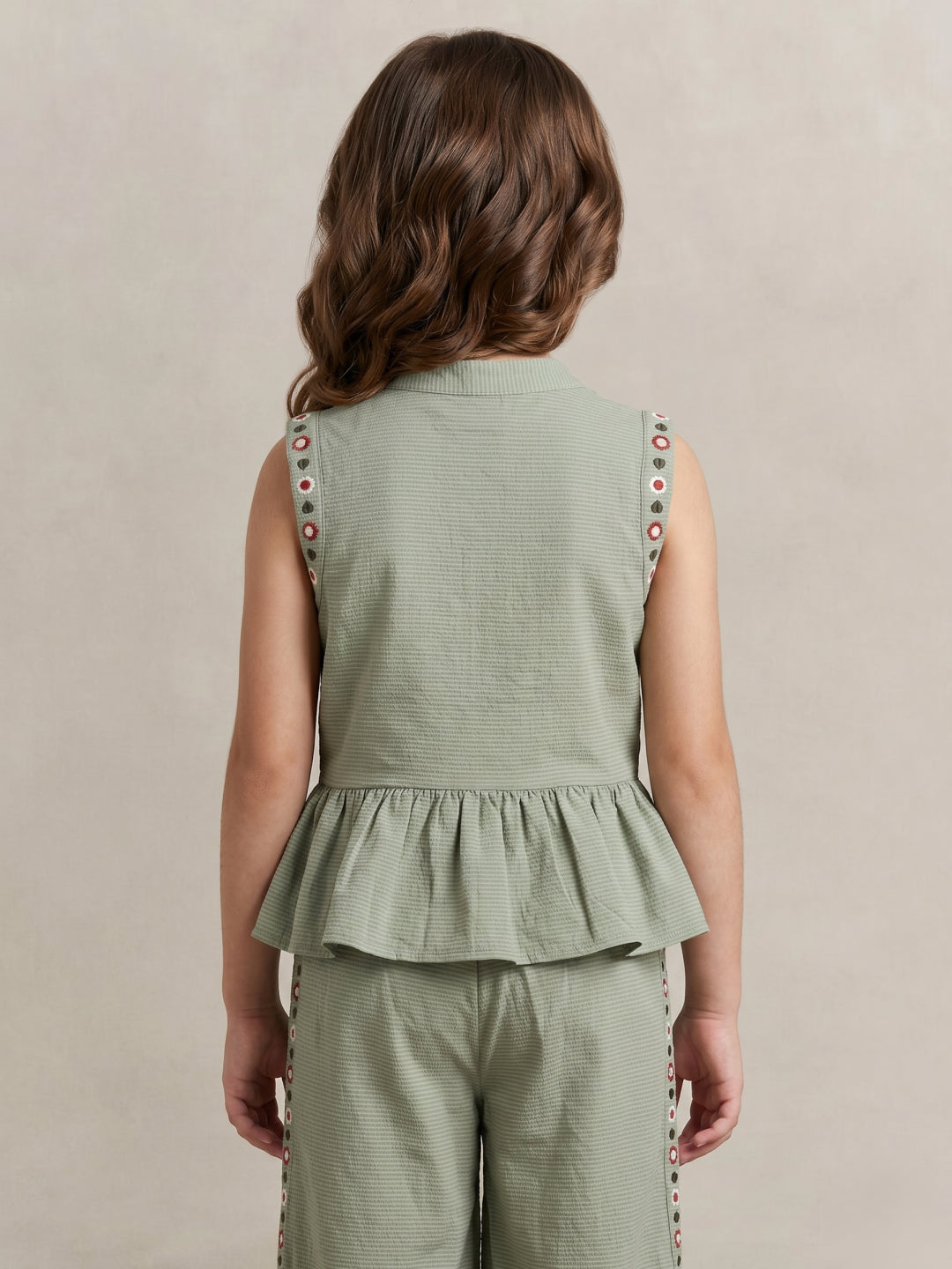 Elle Girls Green Printed Fit & Flared Top
