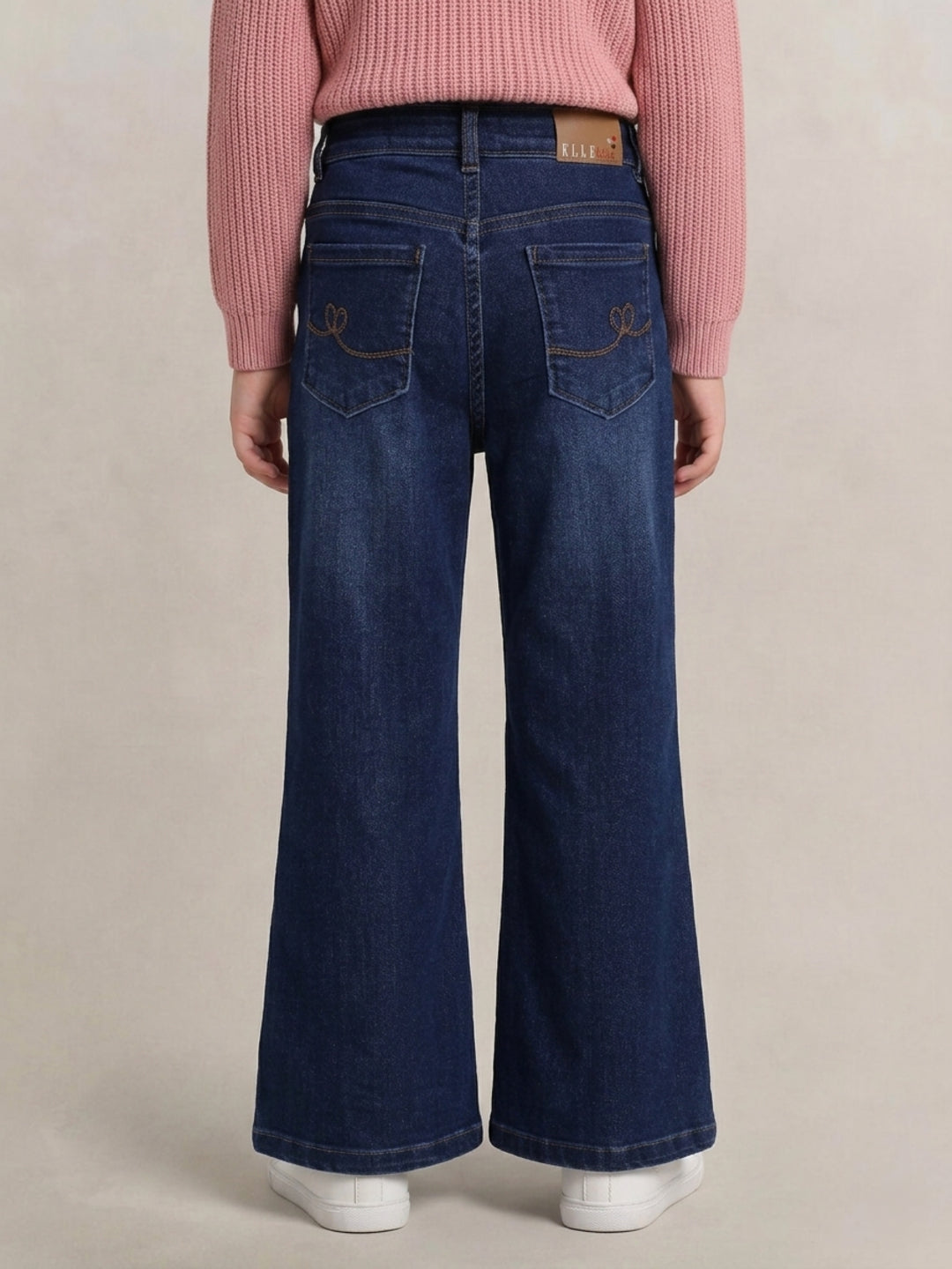 Elle Blue Cotton Solid Girls Jeans