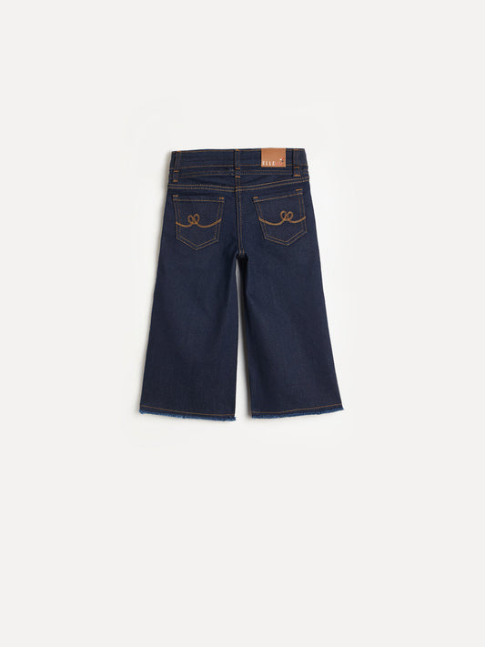 ELLE Girls Navy Blue Straight Fit Belt Jeans