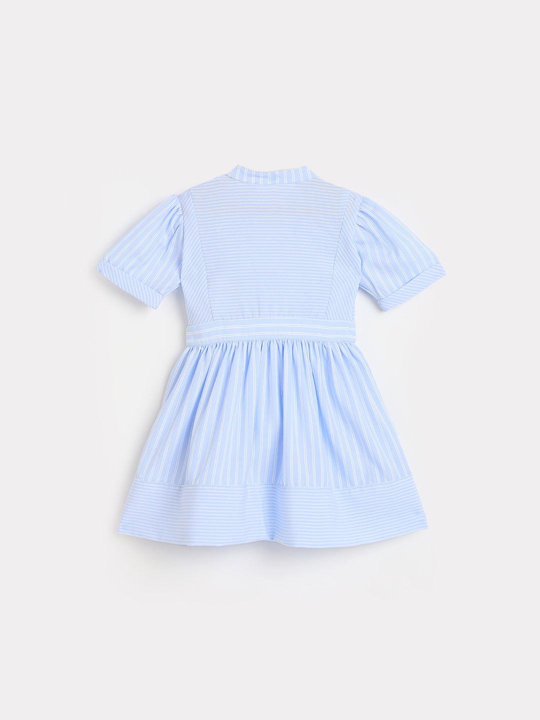 ELLE Girls Multicolor Striped Mandarin Collar Dress