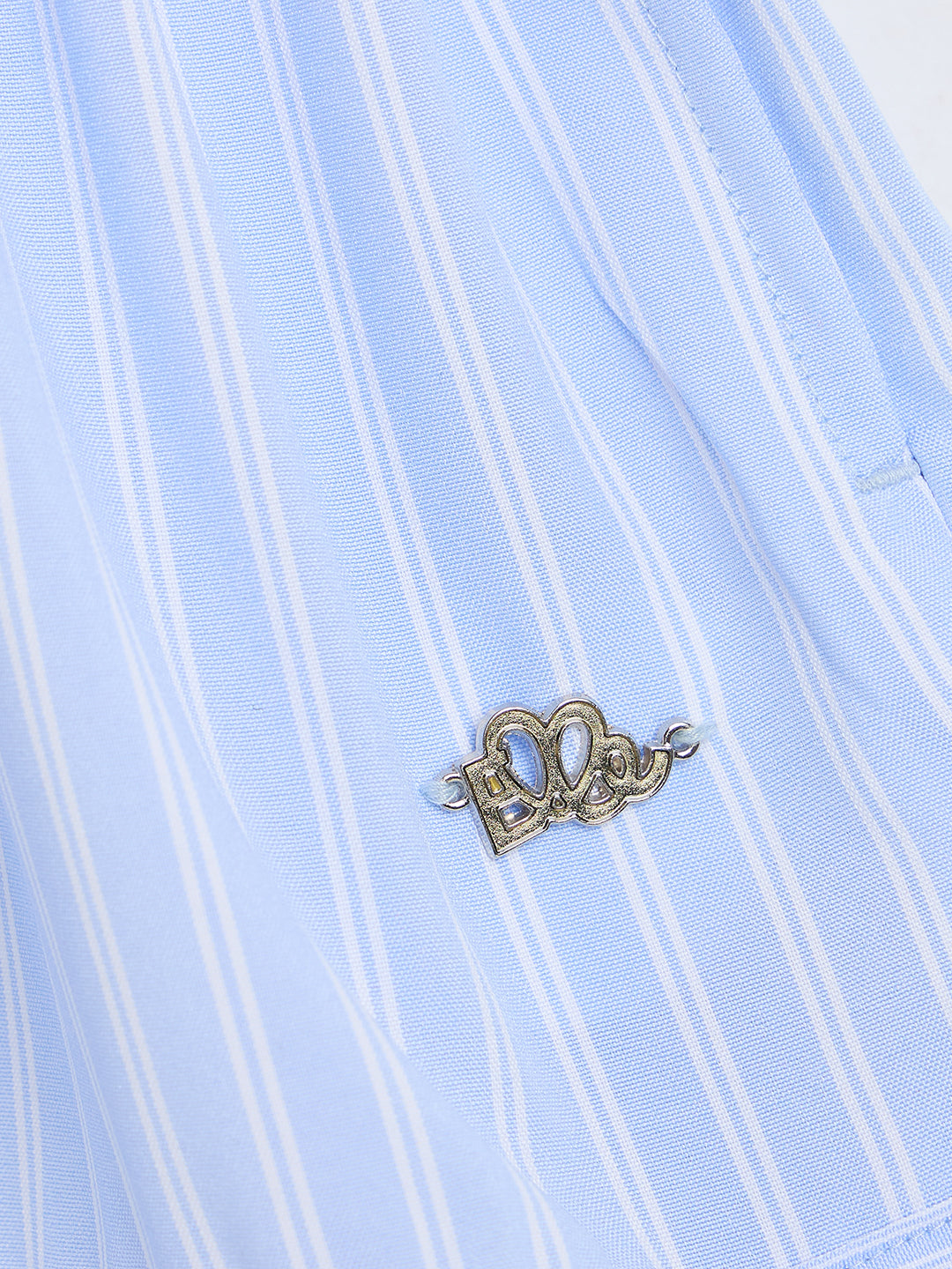 ELLE Girls Multicolor Striped Mandarin Collar Dress