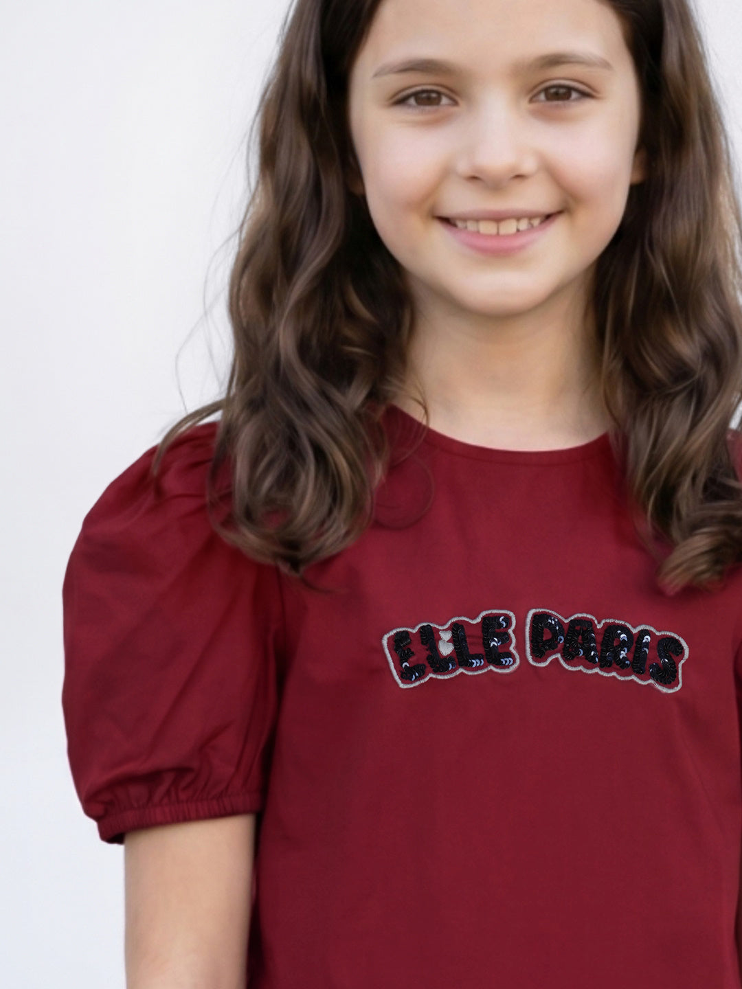 Elle Red Cotton Solid Girls Dress